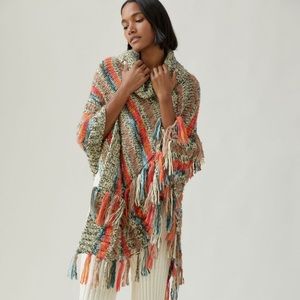 Anthropologie Tasseled turtleneck Poncho